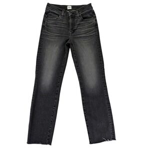 Edwin Bree Slim Straight Jeans Womens 25 Ash Black Faded Raw Hem Made in USA